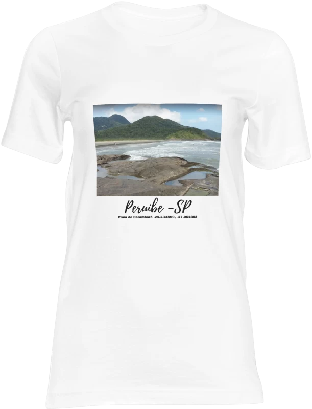 Camiseta Praia do Caramborê – Beleza Selvagem de Peruíbe em Estampa