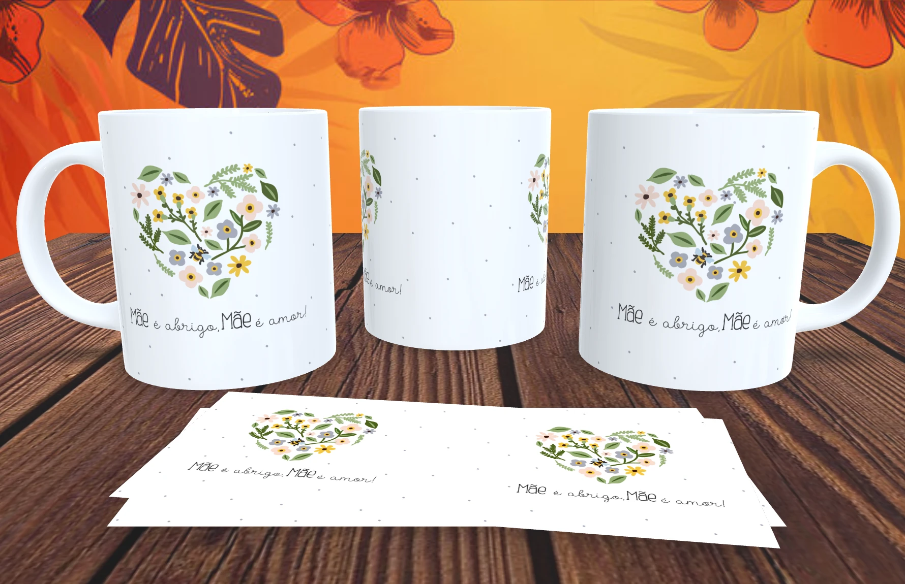 Caneca Floral Mãe é Abrigo Mãe é Amor Caneca Presente