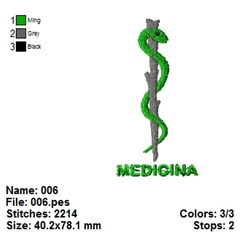 Matrizes de Bordado Profissões – Medicina (PES, JEF, DST, EXP)