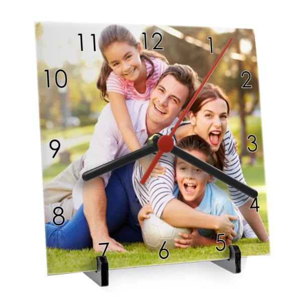 Relógio Personalizado em Azulejo 15x15cm com Suporte – Foto, Nome ou Arte