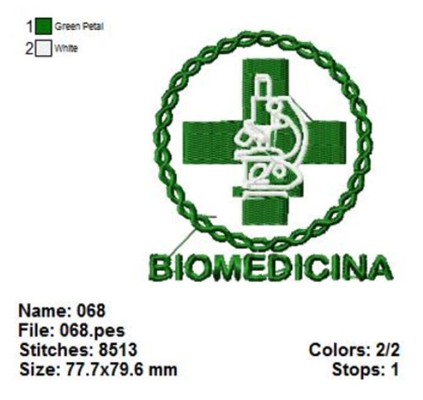 Matrizes de Bordado Profissões – Bio Medicina (PES, JEF, DST, EXP)