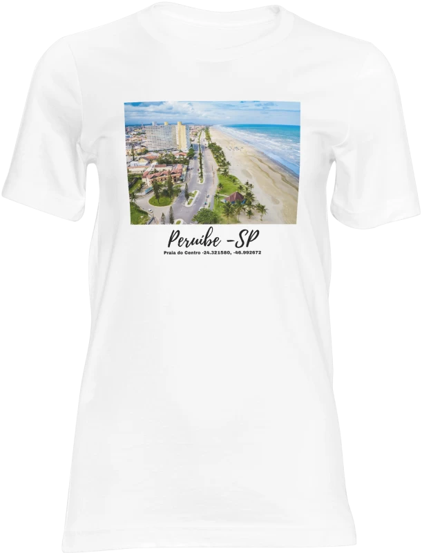 Camiseta Praia do Centro de Peruíbe – Estilo e Paisagem Local em Estampa