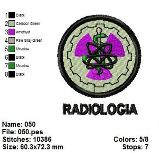 Matrizes de Bordado Profissões – Radiologia 2 (PES, JEF, DST, EXP)