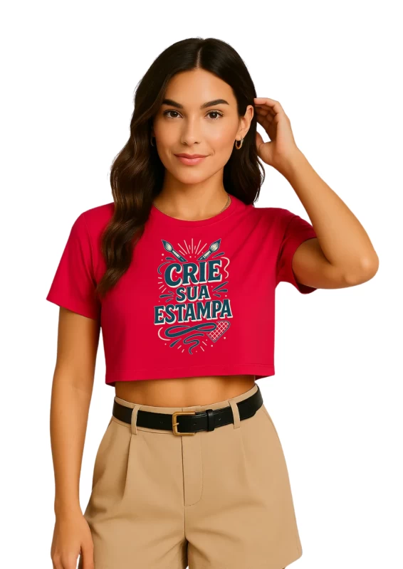 Cropped Feminino Rosa-Pink Larguinho Personalizado – Blusa Estilosa Tshirt Camiseta Customizada