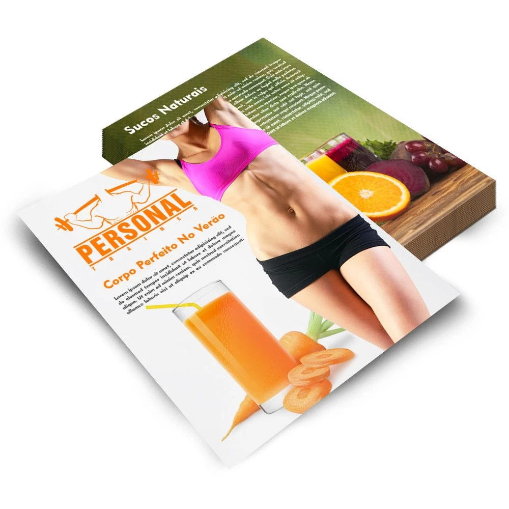 100 Panfletos papel couche 90gr 10x15cm - Frente e Costas