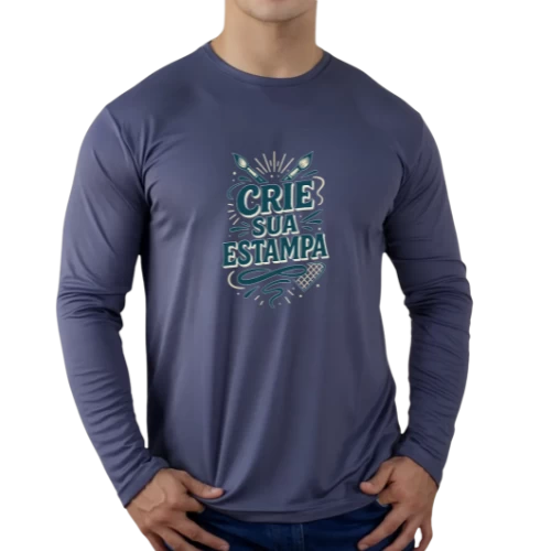 Camiseta Térmica Manga Longa Masculina Dry Fit Grafite com Proteção UV50 – Personalizada