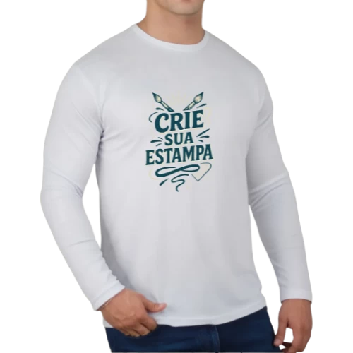 Camiseta Térmica Manga Longa Masculina Dry Fit Branca com Proteção UV50 – Personalizada