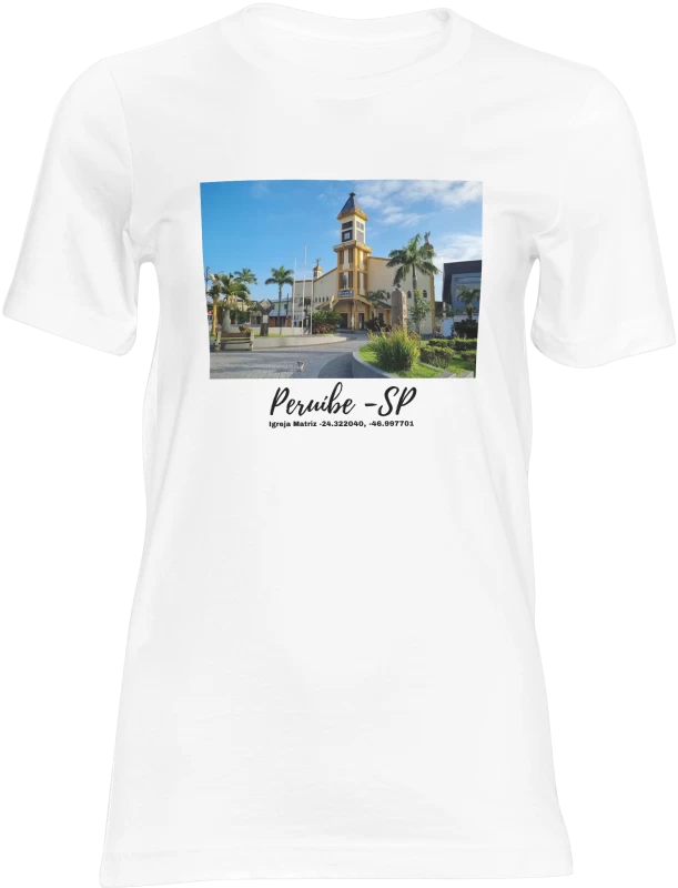 Camiseta Praça Matriz de Peruíbe – Estampa Temática da Cidade