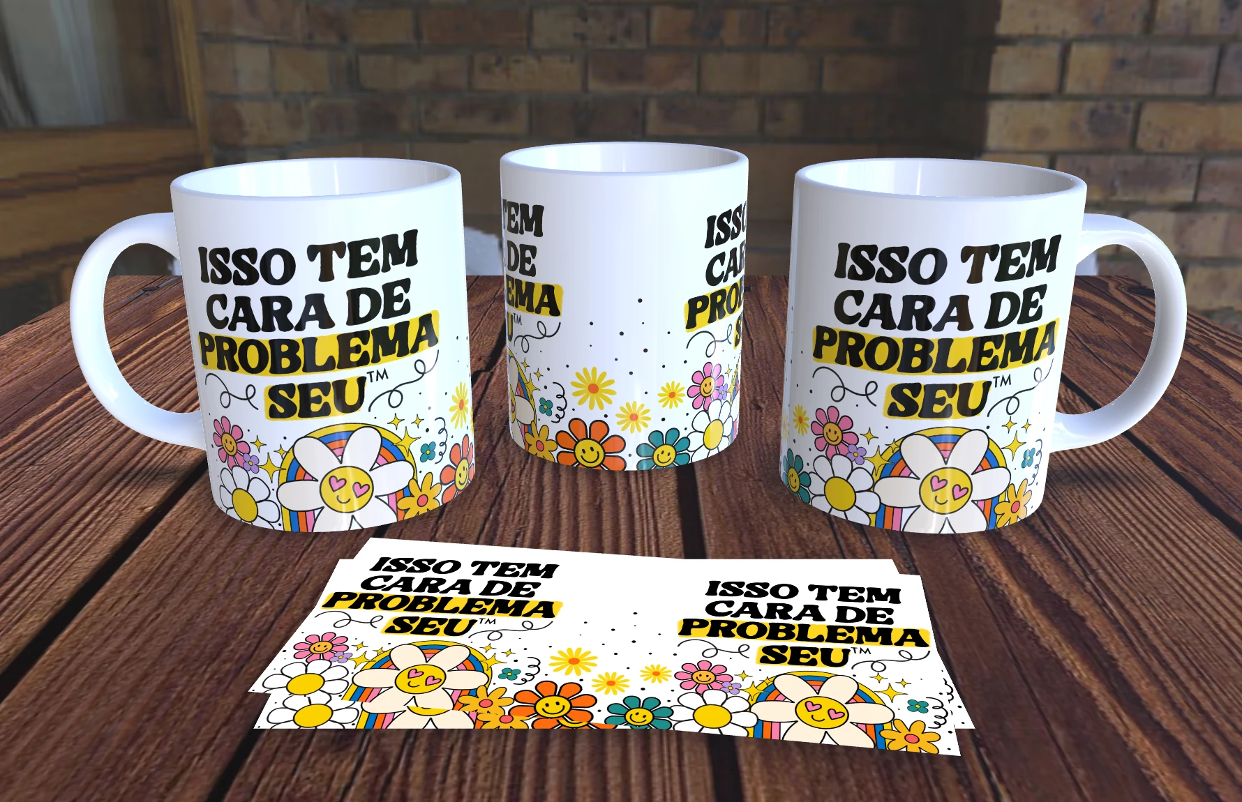 Caneca Personalizada Vibes de Boa -  Isso tem cara de problema seu - Presente Criativo Cerâmica 325ml