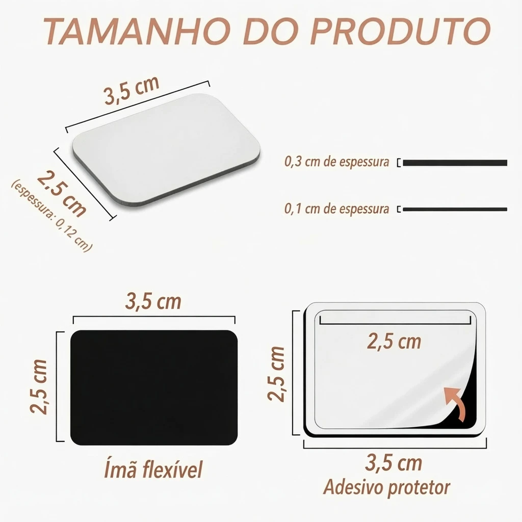 Imã de Geladeira Personalizado com Foto ou Logo 3,5x2,5cm - Kit Lembrancinha - Brinde para Empresa e Eventos