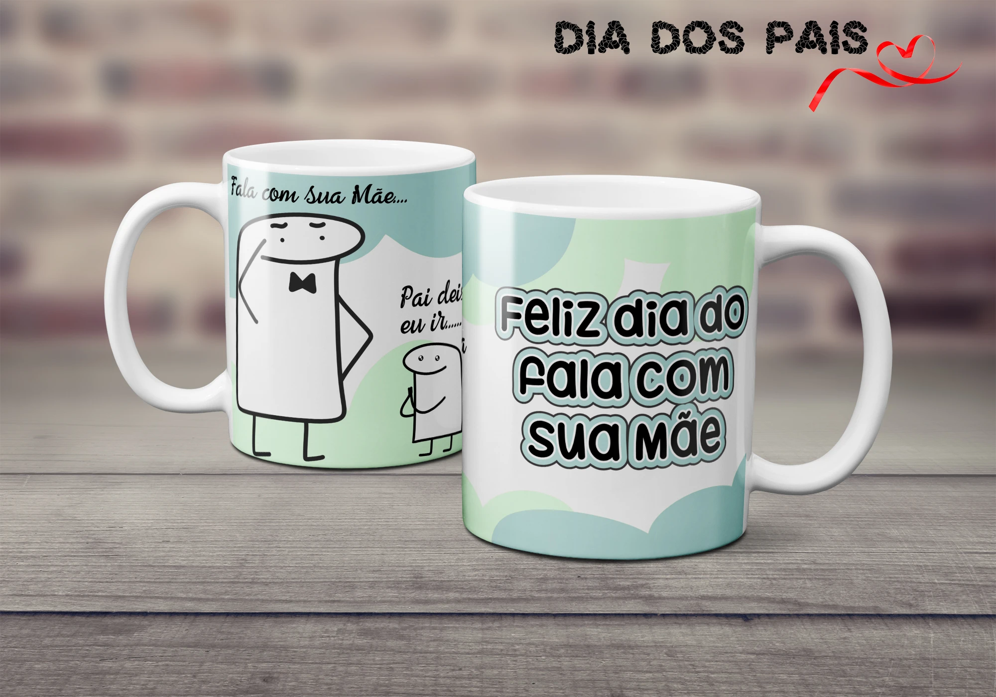 Caneca Flork Dia dos Pais Personalizada -  Feliz dia do fala com sua mãe   - Presente Criativo para o Papai