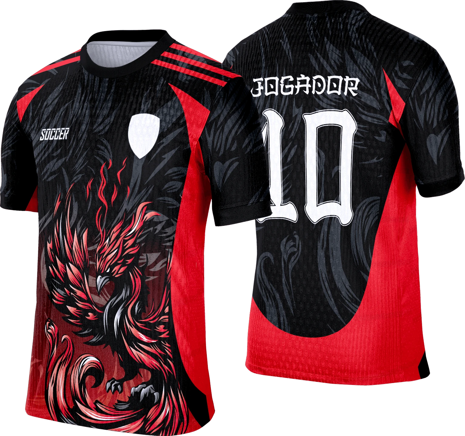 Camiseta Interclasse Fênix Vermelha E Preta - Dry Fit Premium Personalizada Equipe