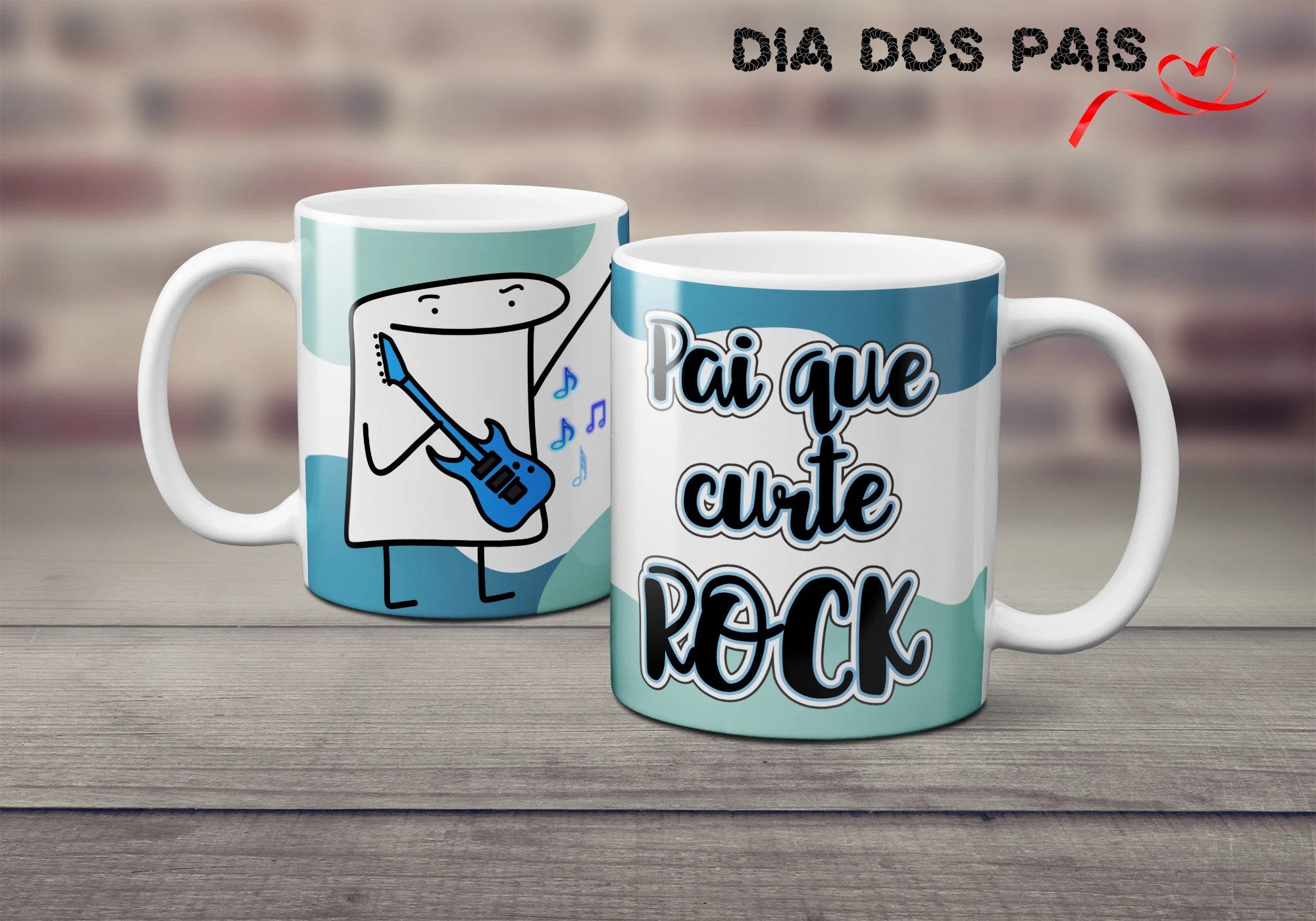 Caneca Flork Dia dos Pais Personalizada -  Pai que curte rock  - Presente Criativo para o Papai