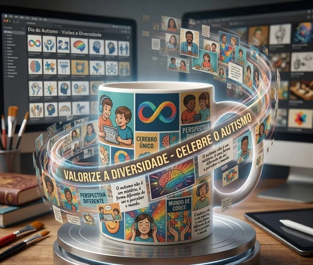 Caneca Personalizada Autismo – Escolha Sua Arte do Catálogo | Conscientização TEA