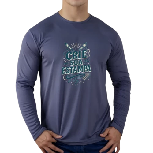 Camiseta Térmica Manga Longa Masculina Dry Fit Grafite com Proteção UV50 – Personalizada