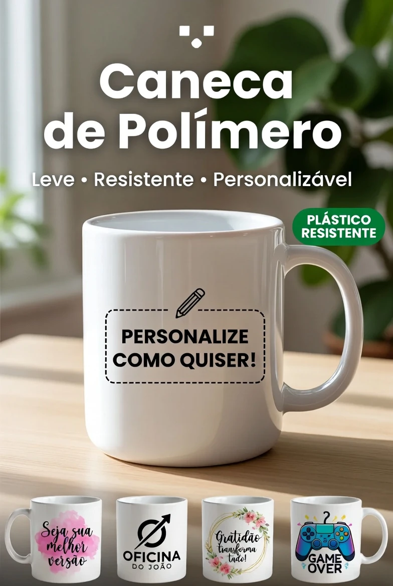 Caneca Plástico Polímero Personalizada 325ml — Inquebrável e Ideal para Crianças
