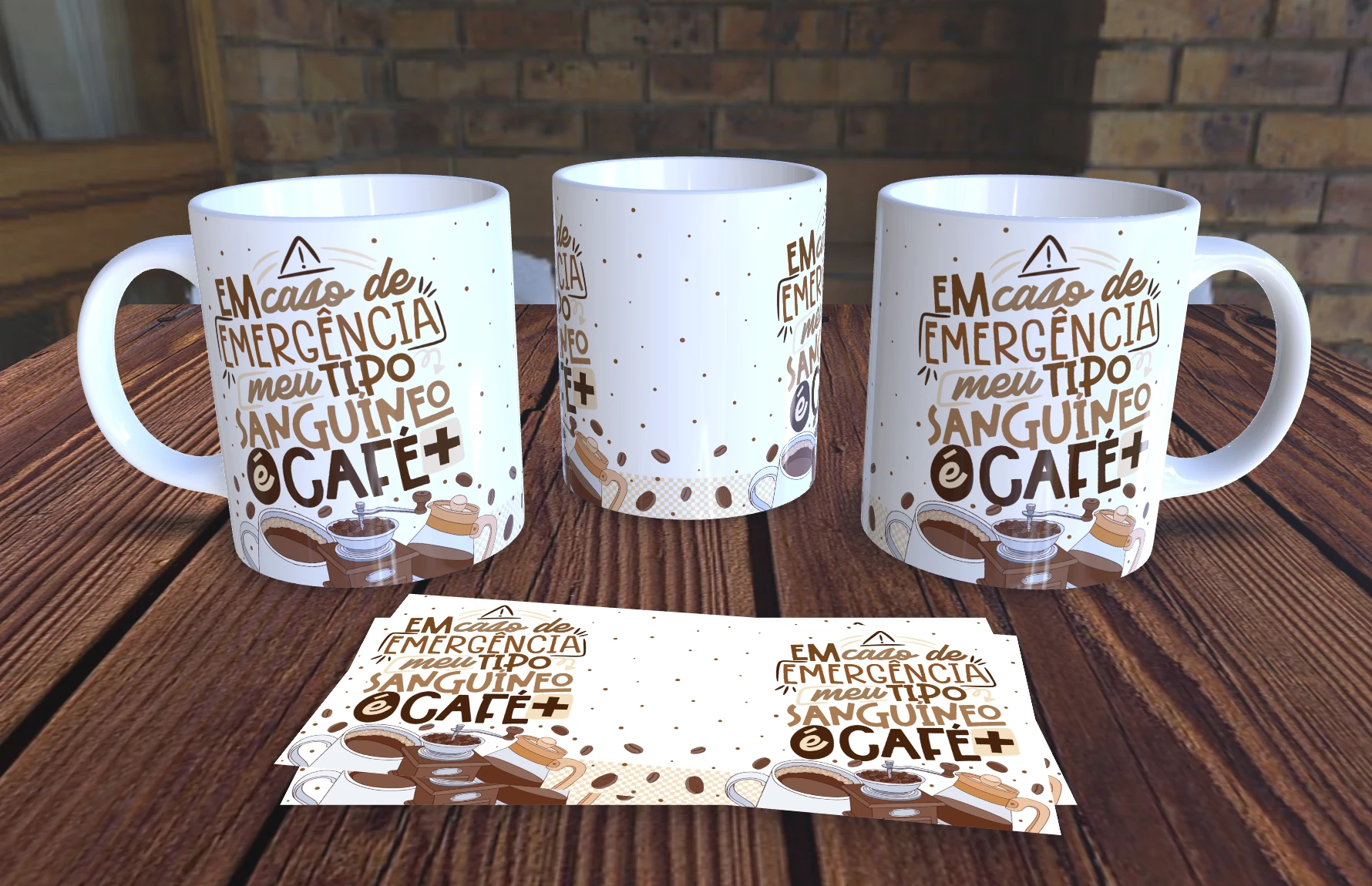 Caneca Personalizada Vibes de Boa -  Em caso de Emergência  meu tipo  sanguíneo e café+ - Presente Criativo Cerâmica 325ml
