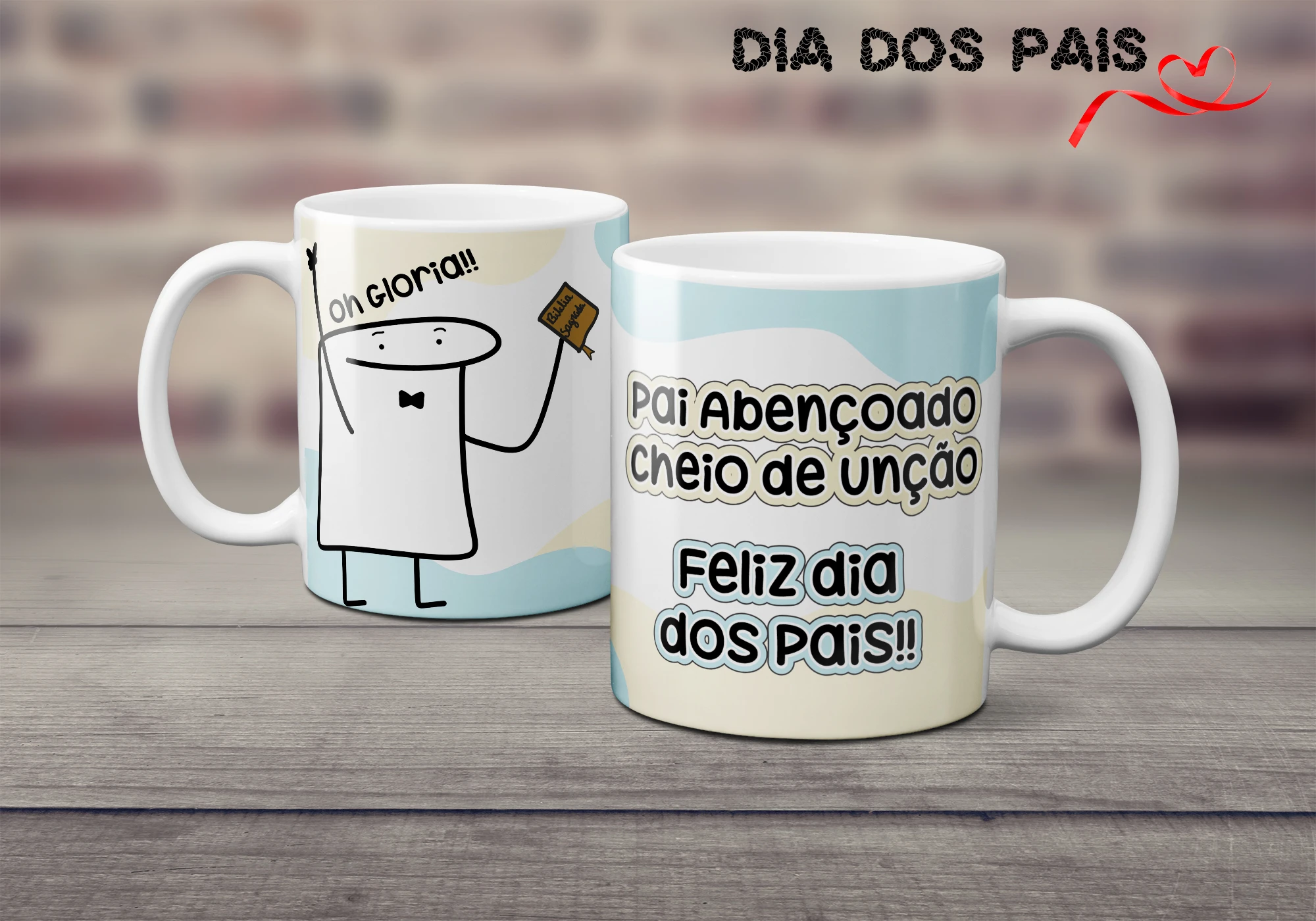 Caneca Flork Dia dos Pais Personalizada -  Pai abençoado, Cheio de unção - Presente Criativo para o Papai