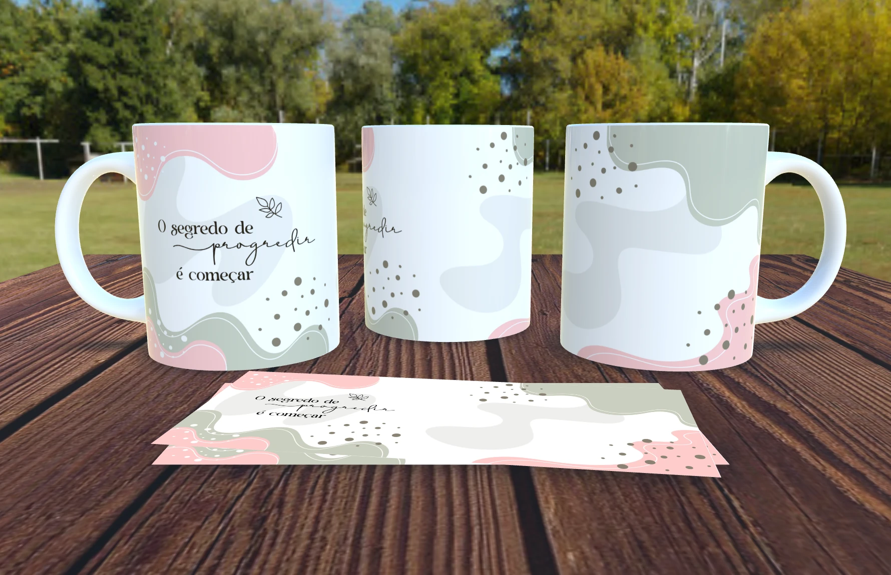 Caneca Personalizada Positividade Minimalista -  O segredo de progredir é começar - Presente Criativo