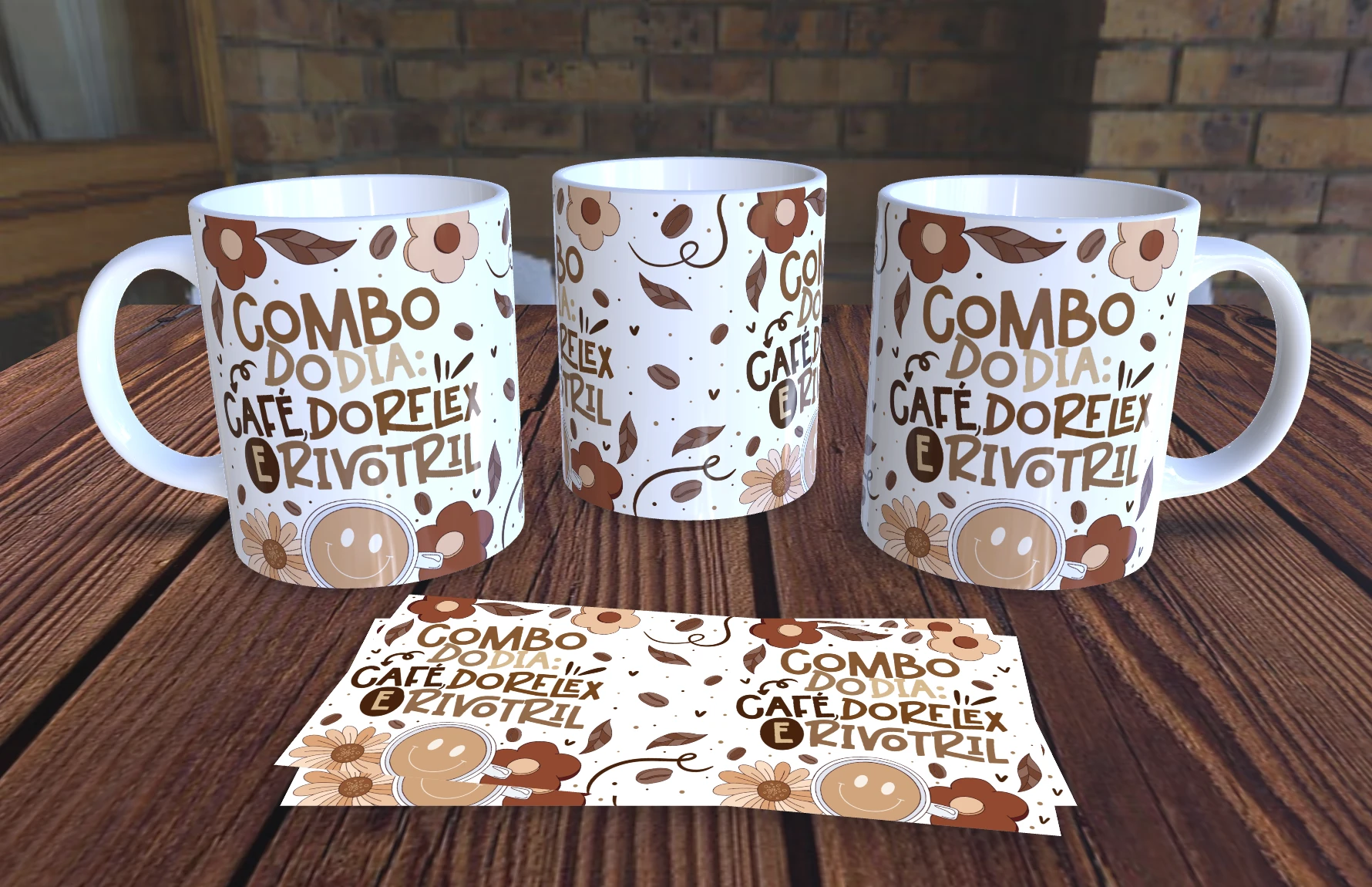 Caneca Personalizada Vibes de Boa - Café,  Dorflex e Rivotril - Presente Criativo Cerâmica 325ml