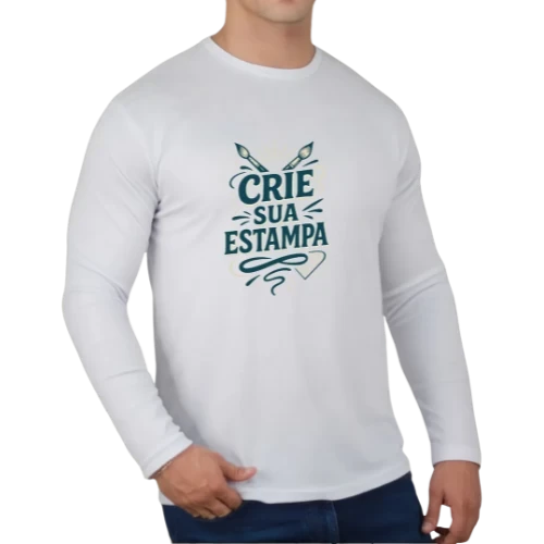 Camiseta Térmica Manga Longa Masculina Dry Fit Branca com Proteção UV50 – Personalizada