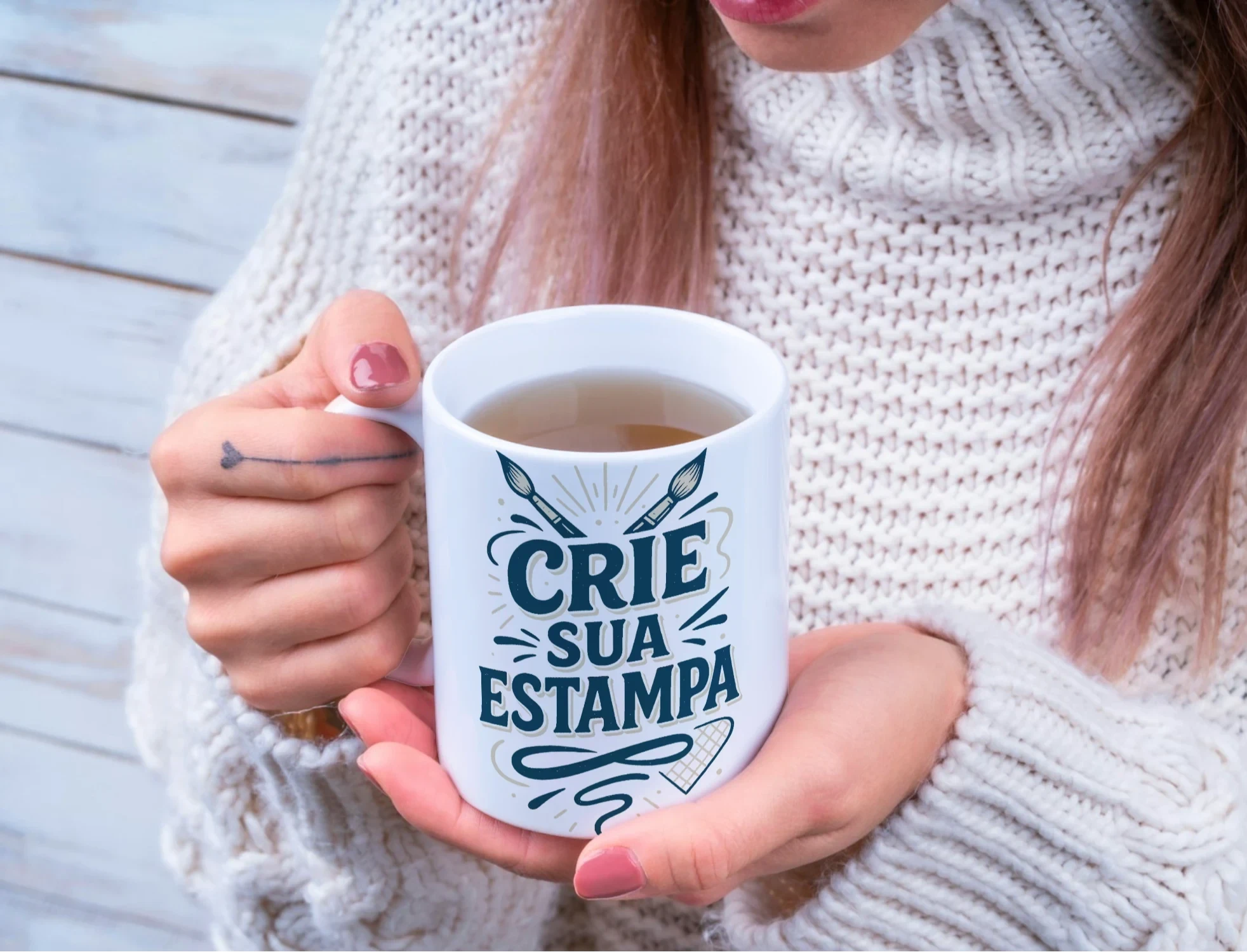 Caneca de Cerâmica Personalizada 325ml — Premium Brilhante com sua Foto ou Frase