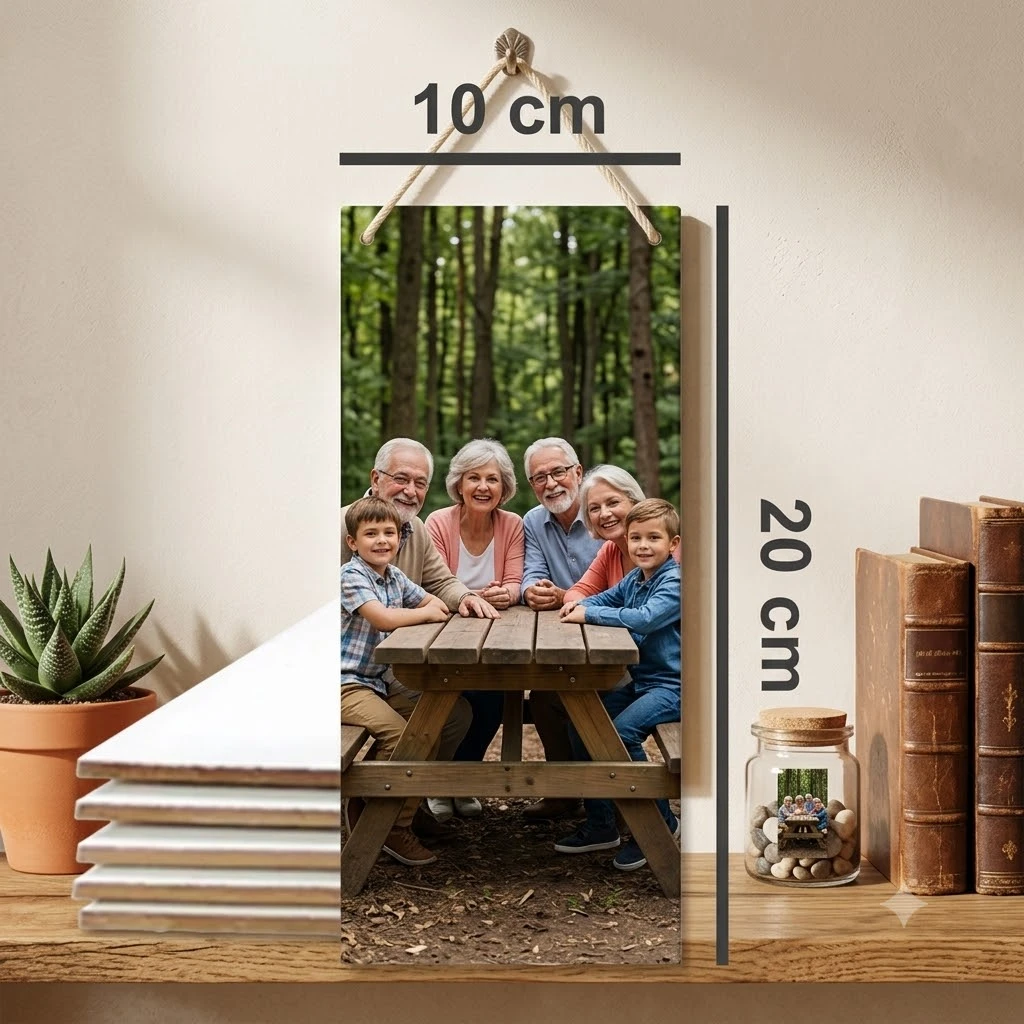 Azulejo Decorativo 10x20 Personalizado Com Furos E Cordinha De Sisal - Pendurador Rústico
