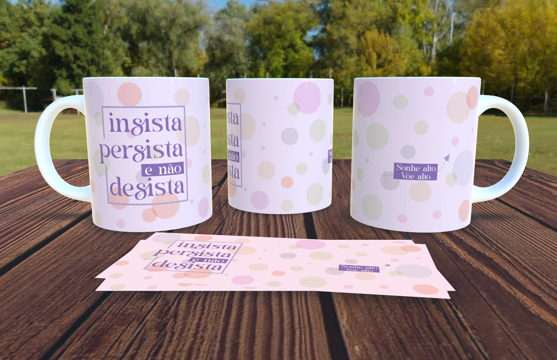 Caneca Personalizada Positividade Minimalista -  Insista, Persista e não desista- Presente Criativo