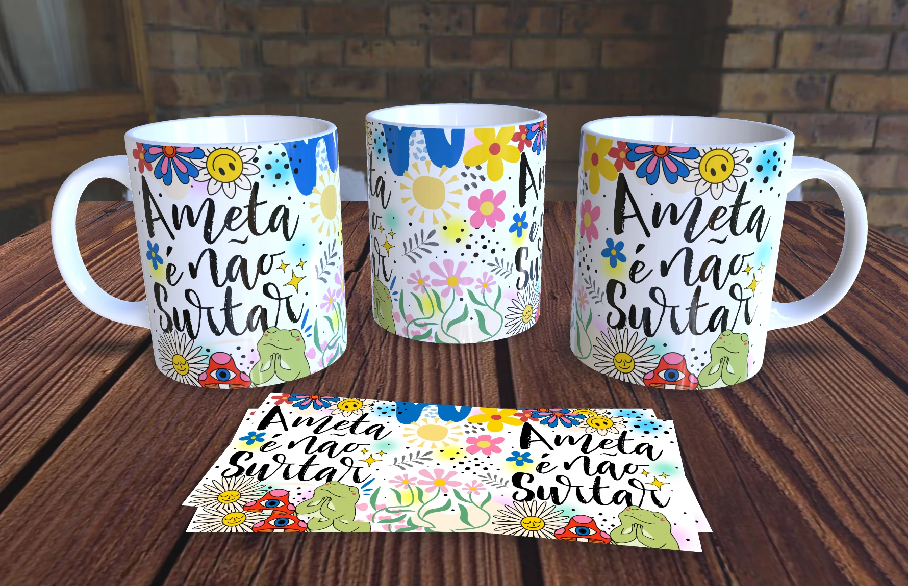 Caneca Personalizada Vibes de Boa - A meta é  não surtar - Presente Criativo Cerâmica 325ml