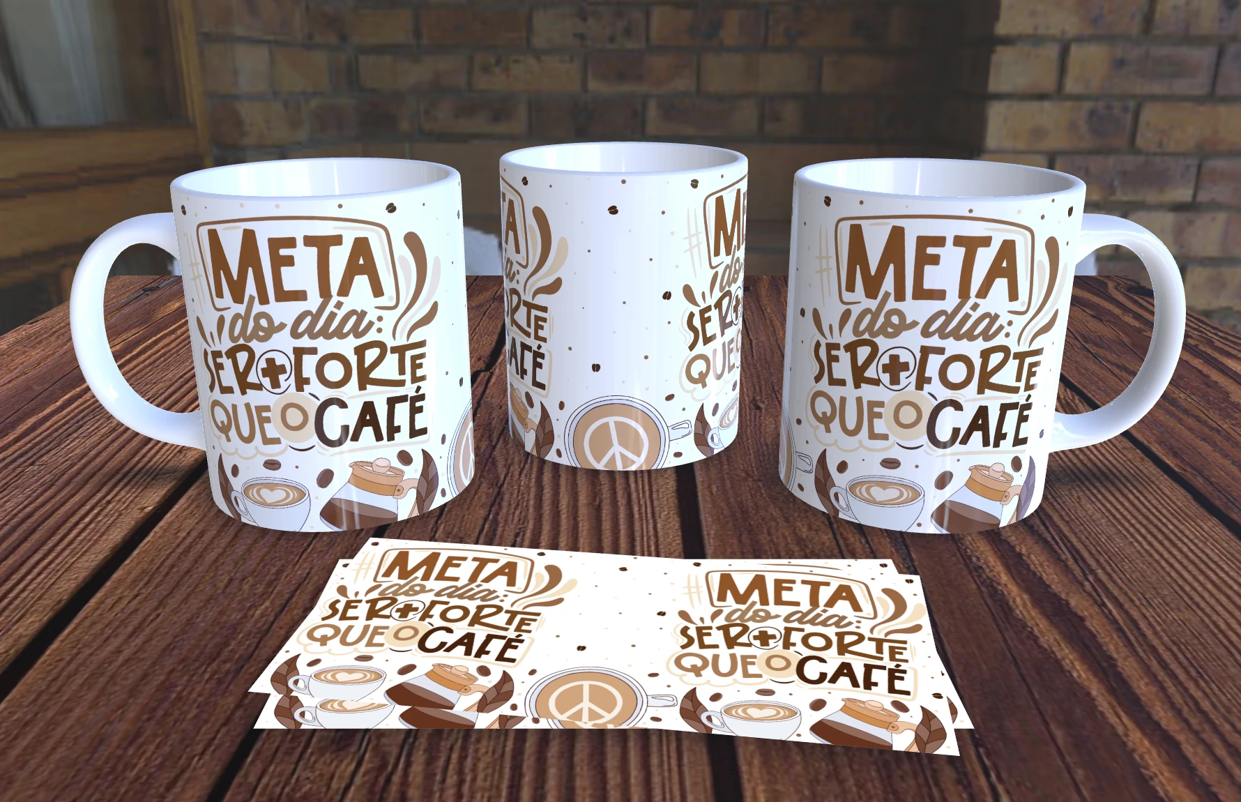 Caneca Personalizada Vibes de Boa -  Meta do dia, ser mais forte que o café - Presente Criativo Cerâmica 325ml