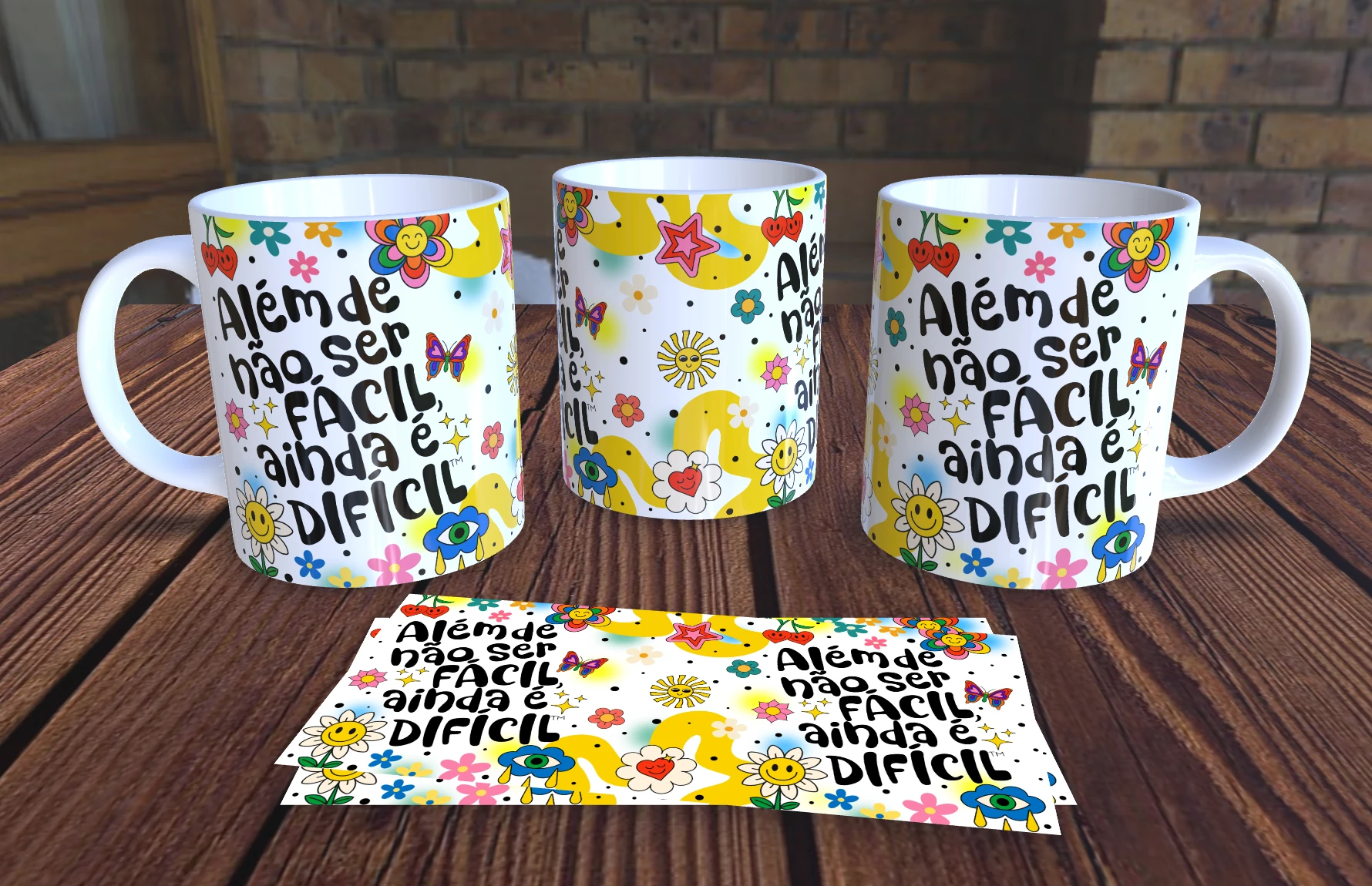 Caneca Personalizada Vibes de Boa -  Além de não ser fácil, ainda é difícil- Presente Criativo Cerâmica 325ml