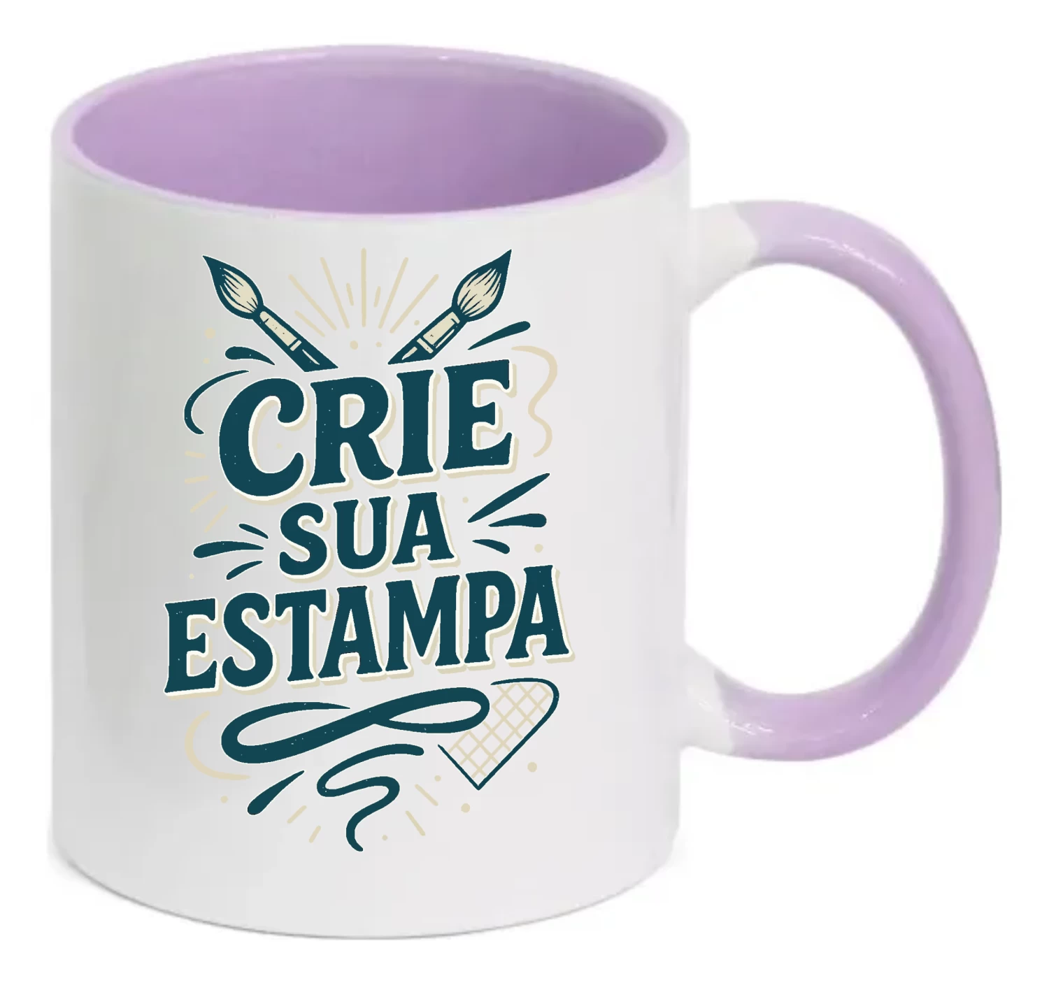 Caneca Personalizada 325ml Porcelana – Alça e Interior rosa