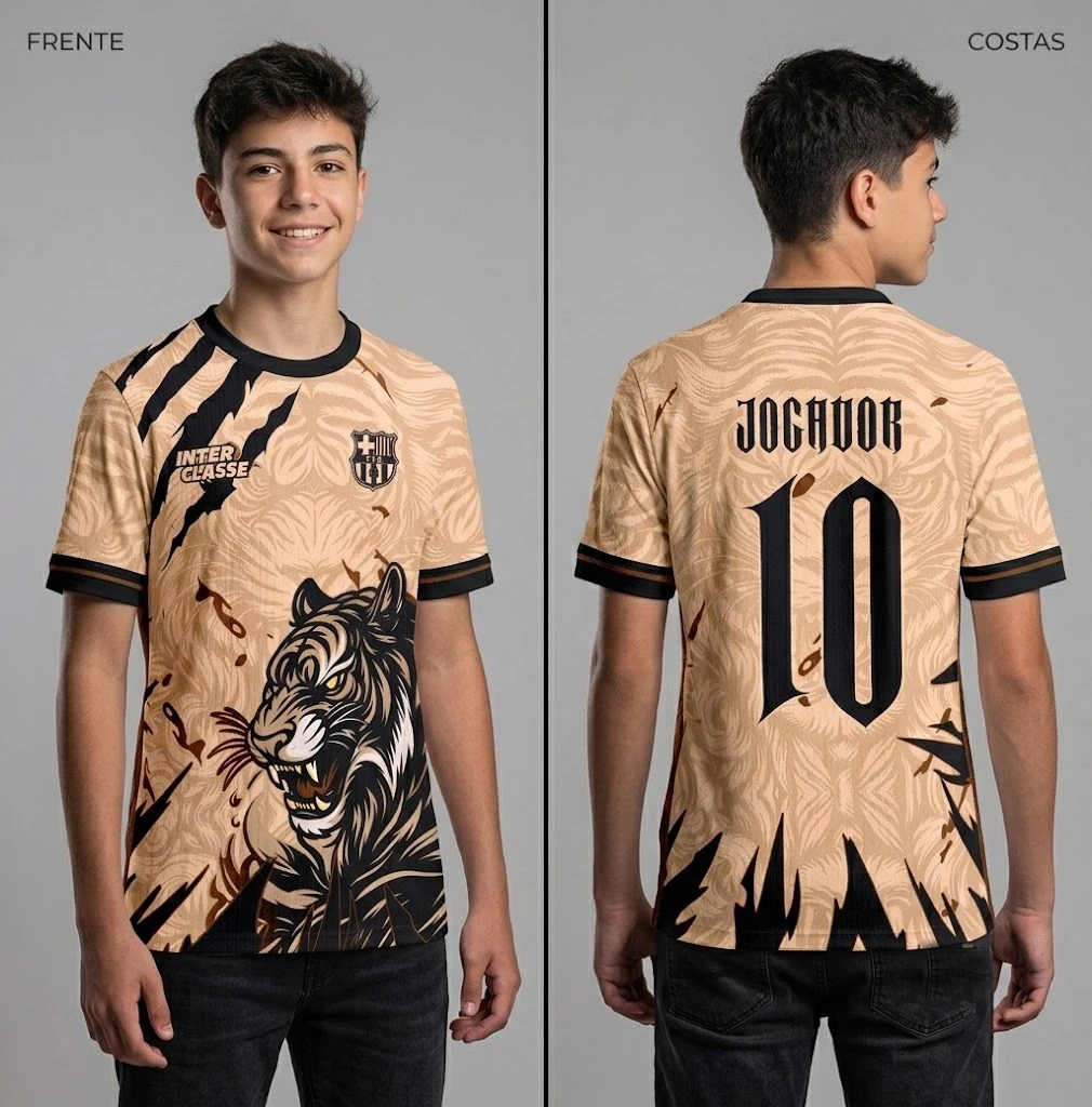 Camiseta Interclasse Tigre Laranja – Dry Fit Personalizada Para Equipes e Torcida
