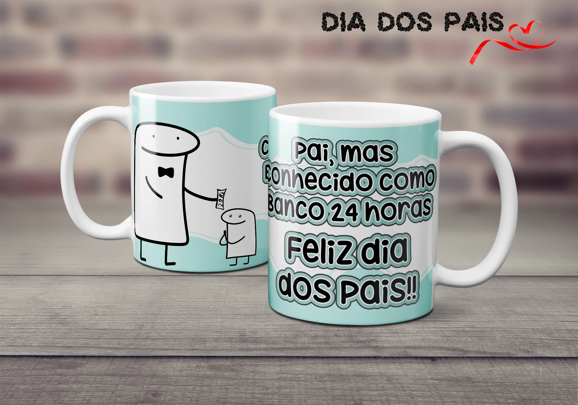 Caneca Flork Dia dos Pais Personalizada -  Pai, mais conhecido como banco 24h  - Presente Criativo para o Papai