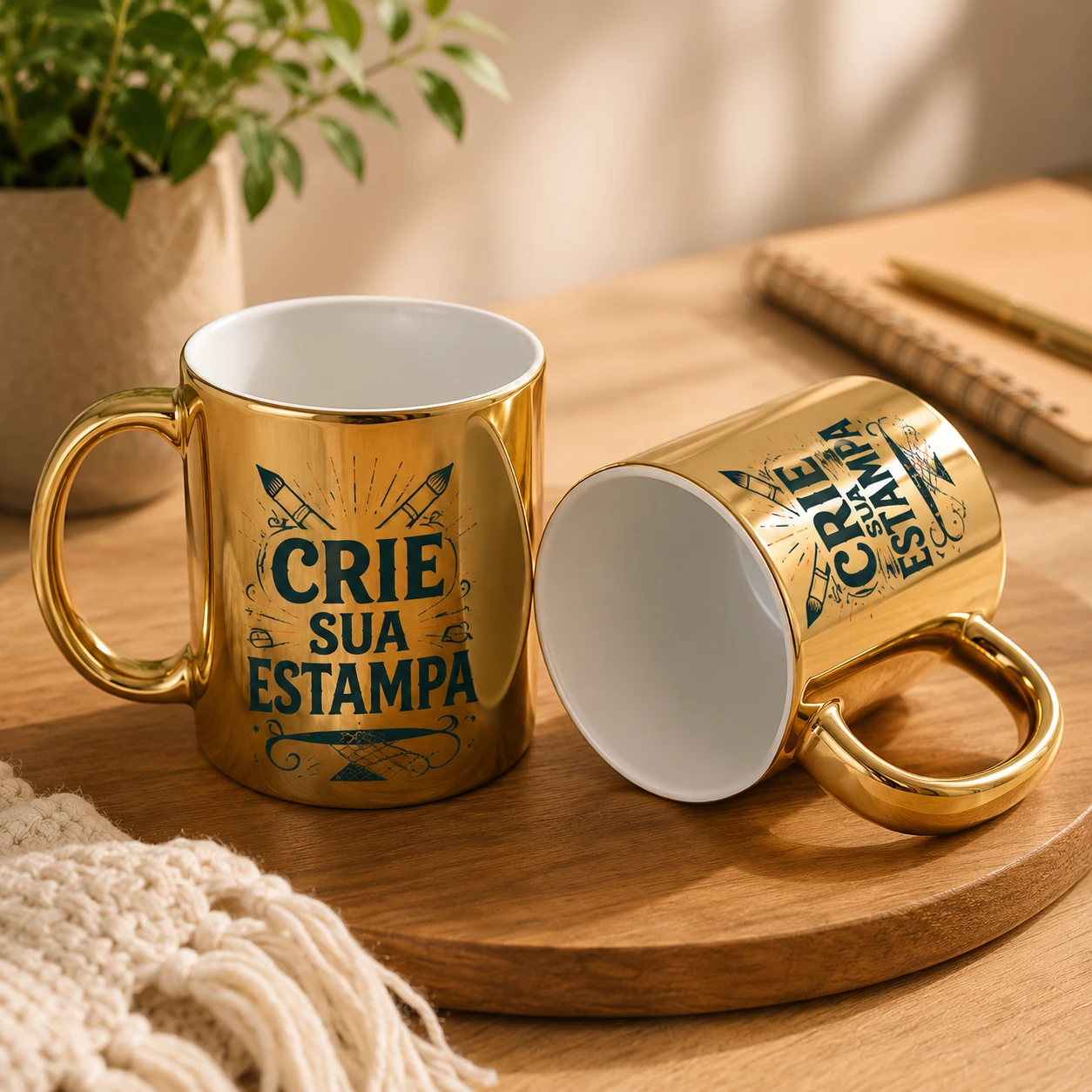 Caneca Cromada Dourada Premium Personalizada 325ml – Brilho De Luxo Com Seu Nome