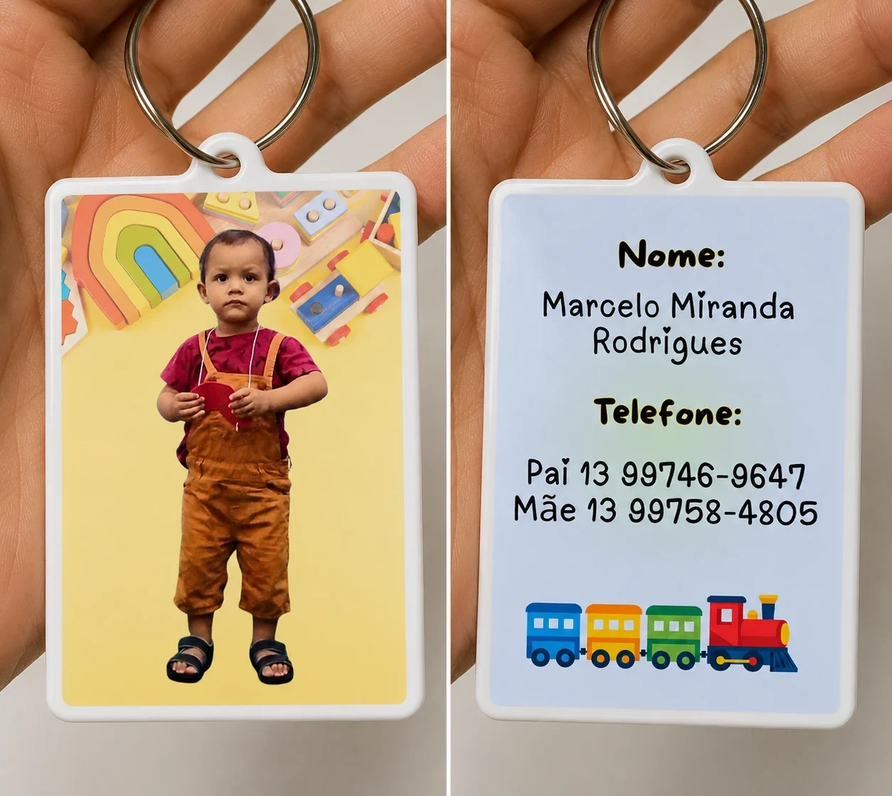 Chaveiro Identificação Personalizado Com Foto 4x5,5cm - Polímero Resistente À Água