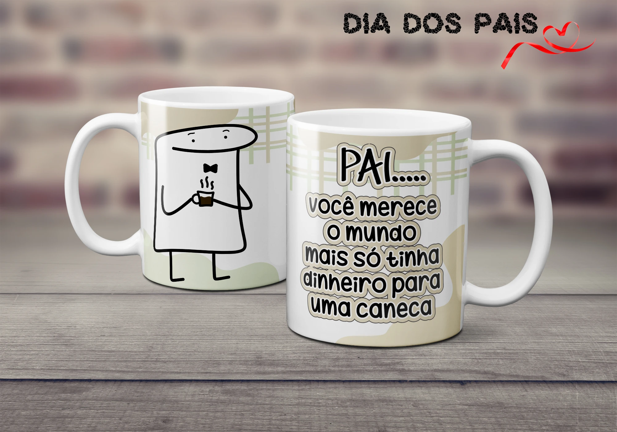 Caneca Flork Dia dos Pais Personalizada -  Pai, você merece o mundo mas só tinha dinheiro pra uma caneca  - Presente Criativo para o Papai