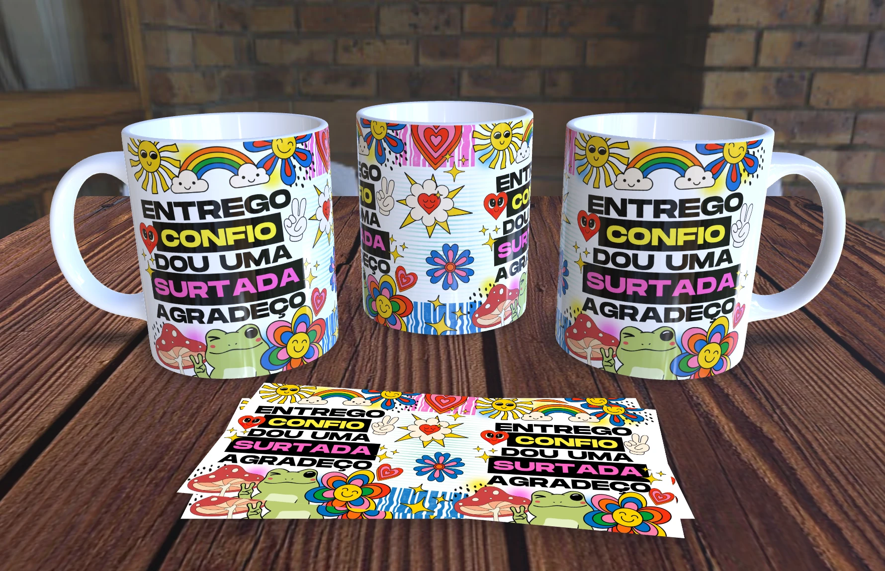 Caneca Personalizada Vibes de Boa - Entrego, Confio dou uma surtada e agradeço  - Presente Criativo Cerâmica 325ml
