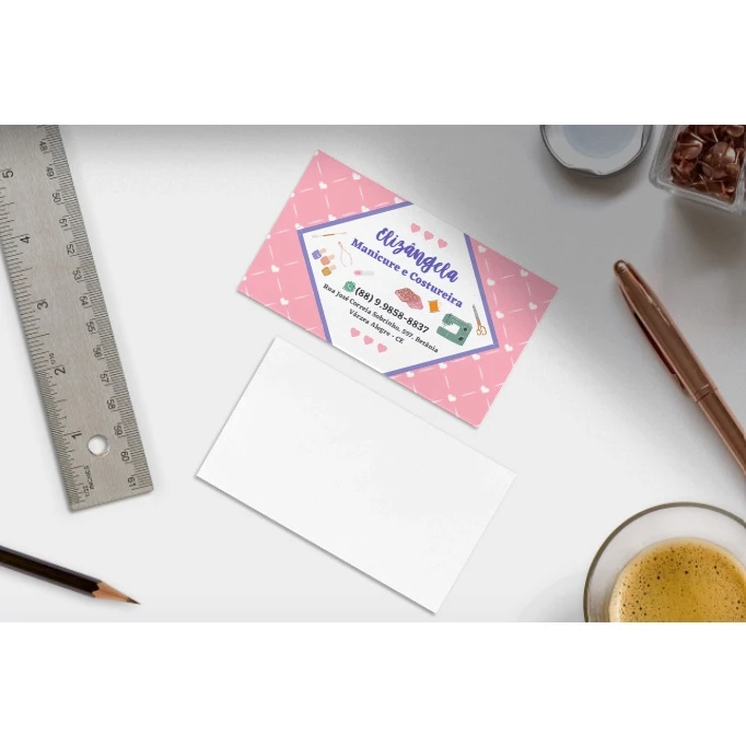 100 Cartão de Visita Personalizado Frente Única Papel 180g - Impressão 90x50mm - 100 unidades - Com Envio de Arquivo