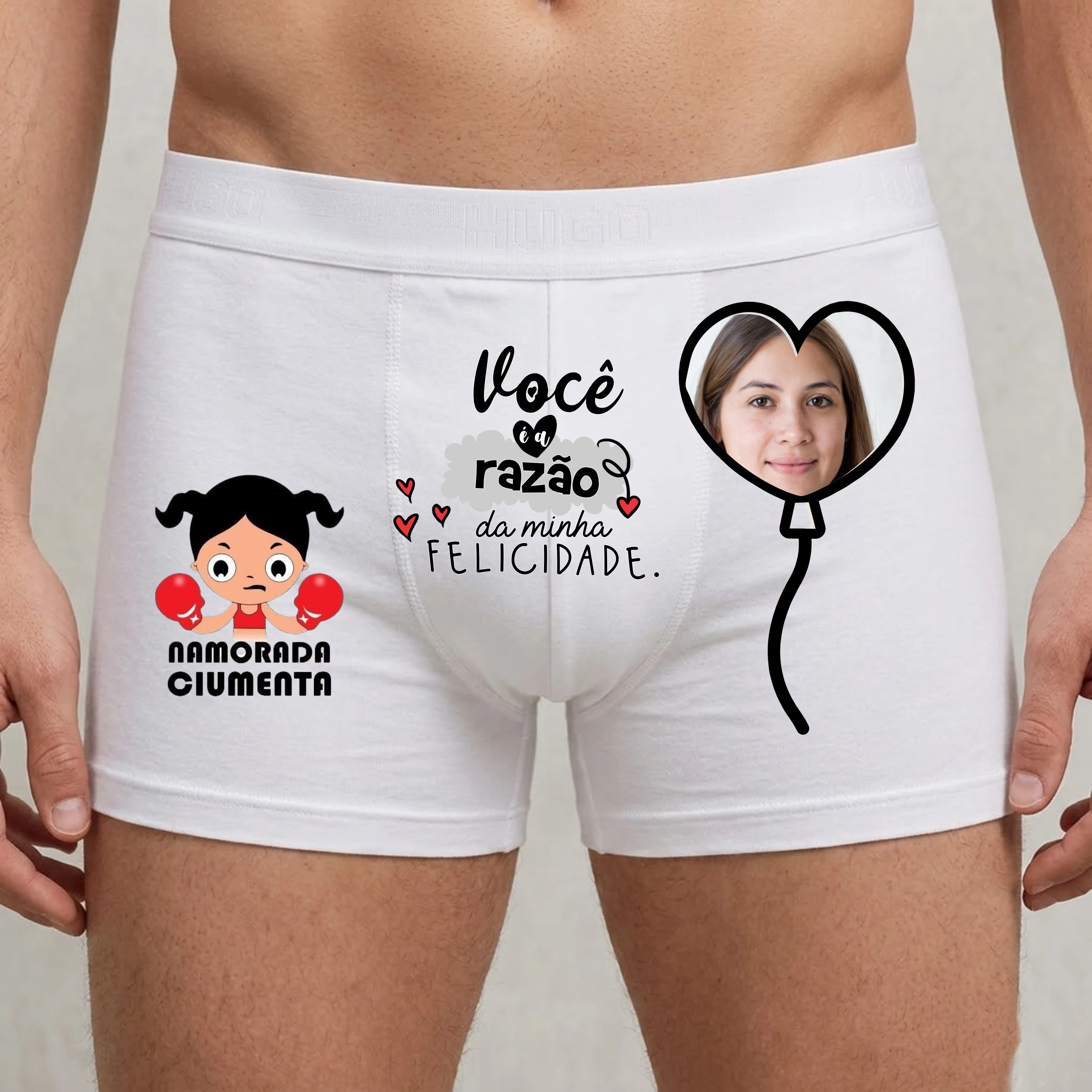 Modelo 11 - Cueca Boxer Personalizada com Foto e frase "Namorada Ciumenta"