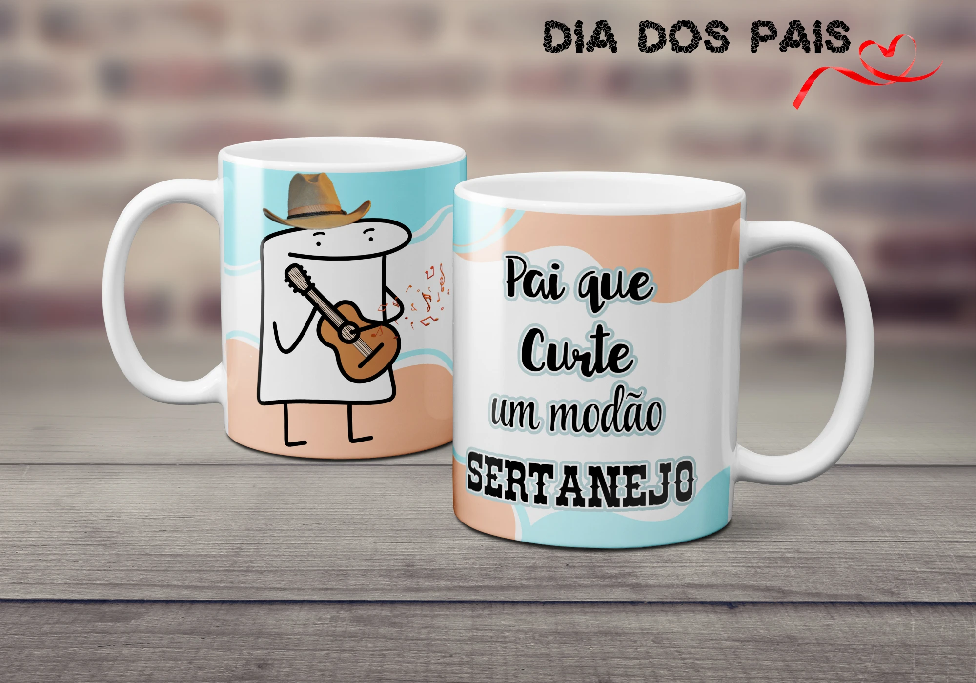 Caneca Flork Dia dos Pais Personalizada -  Pai que curte um modão sertanejo - Presente Criativo para o Papai