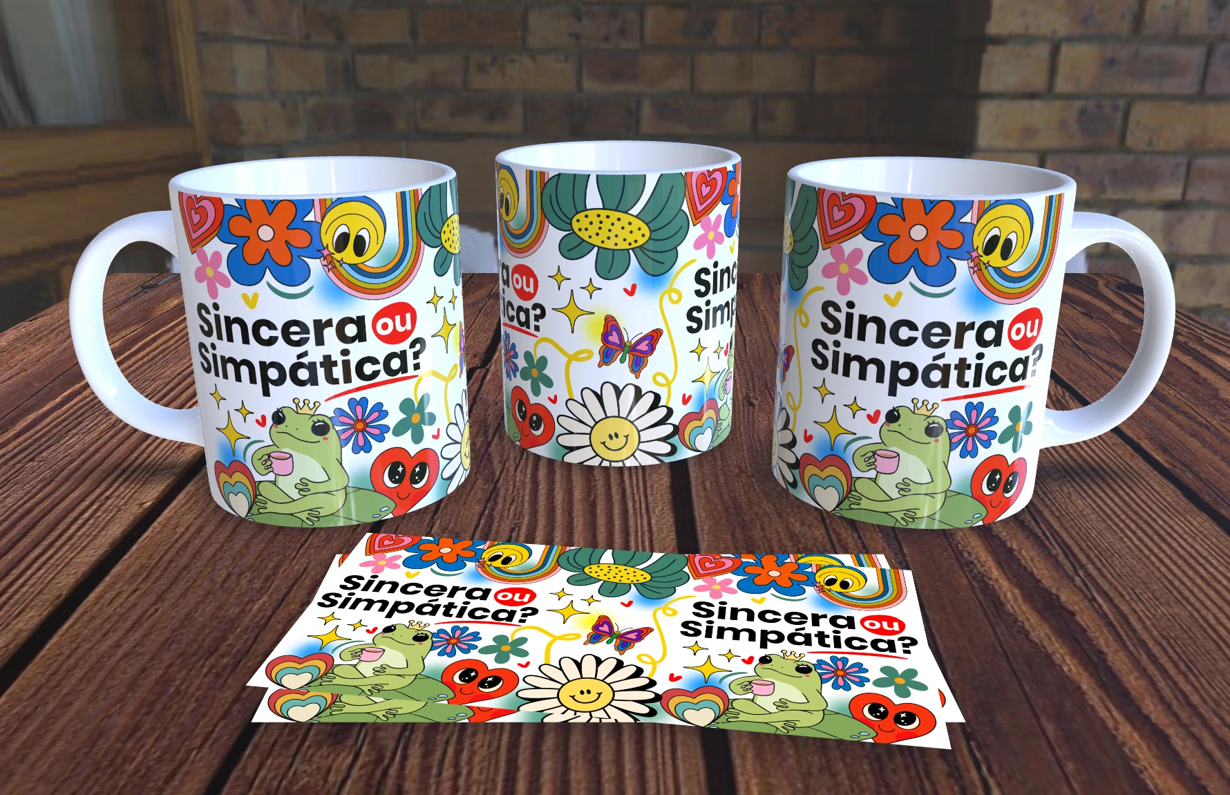 Caneca Personalizada Vibes de Boa - Sincera ou Simpática? - Presente Criativo Cerâmica 325ml