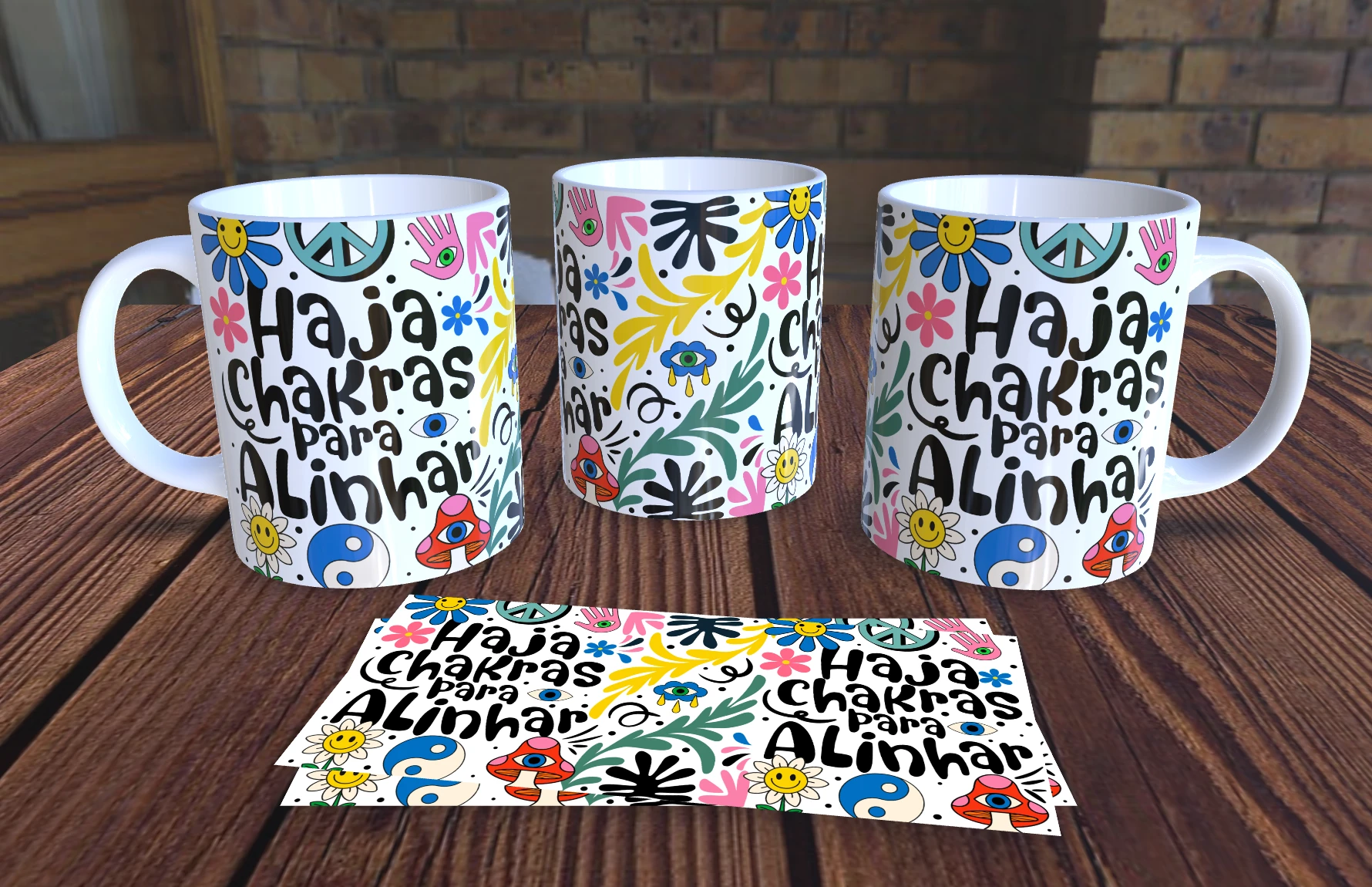 Caneca Personalizada Vibes de Boa - Haja chakras pra alinhar  - Presente Criativo Cerâmica 325ml